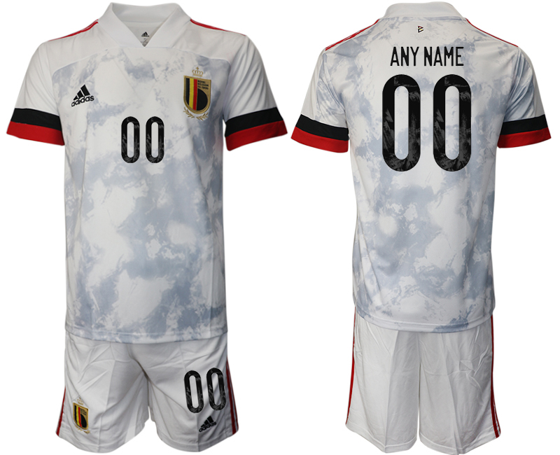Men 2021 European Cup Belgium away white customized Soccer Jersey->belgium jersey->Soccer Country Jersey